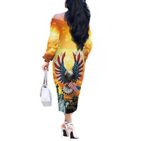 United States Fourth Of July Off The Shoulder Long Sleeve Dress Happy Independence Day