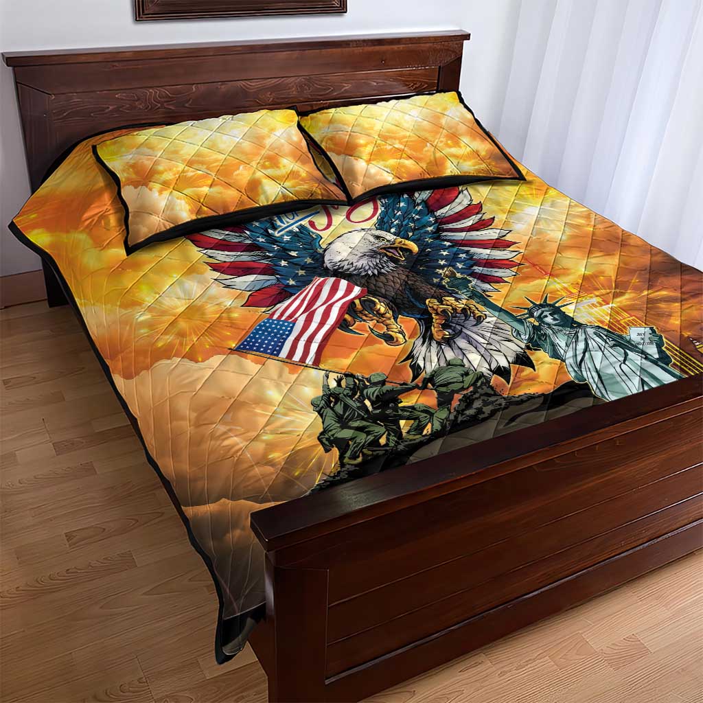 United States Fourth Of July Quilt Bed Set Happy Independence Day