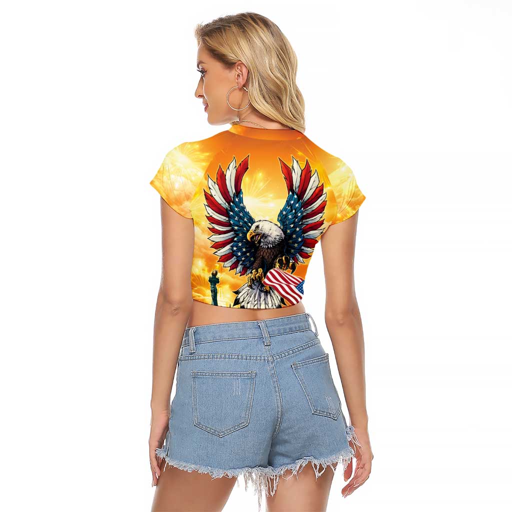 United States Fourth Of July Raglan Cropped T Shirt Happy Independence Day