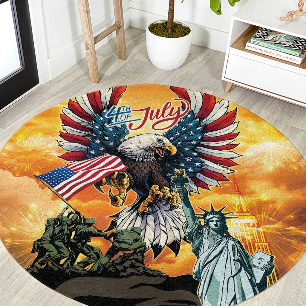 United States Fourth Of July Round Carpet Happy Independence Day