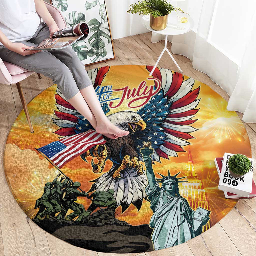 United States Fourth Of July Round Carpet Happy Independence Day