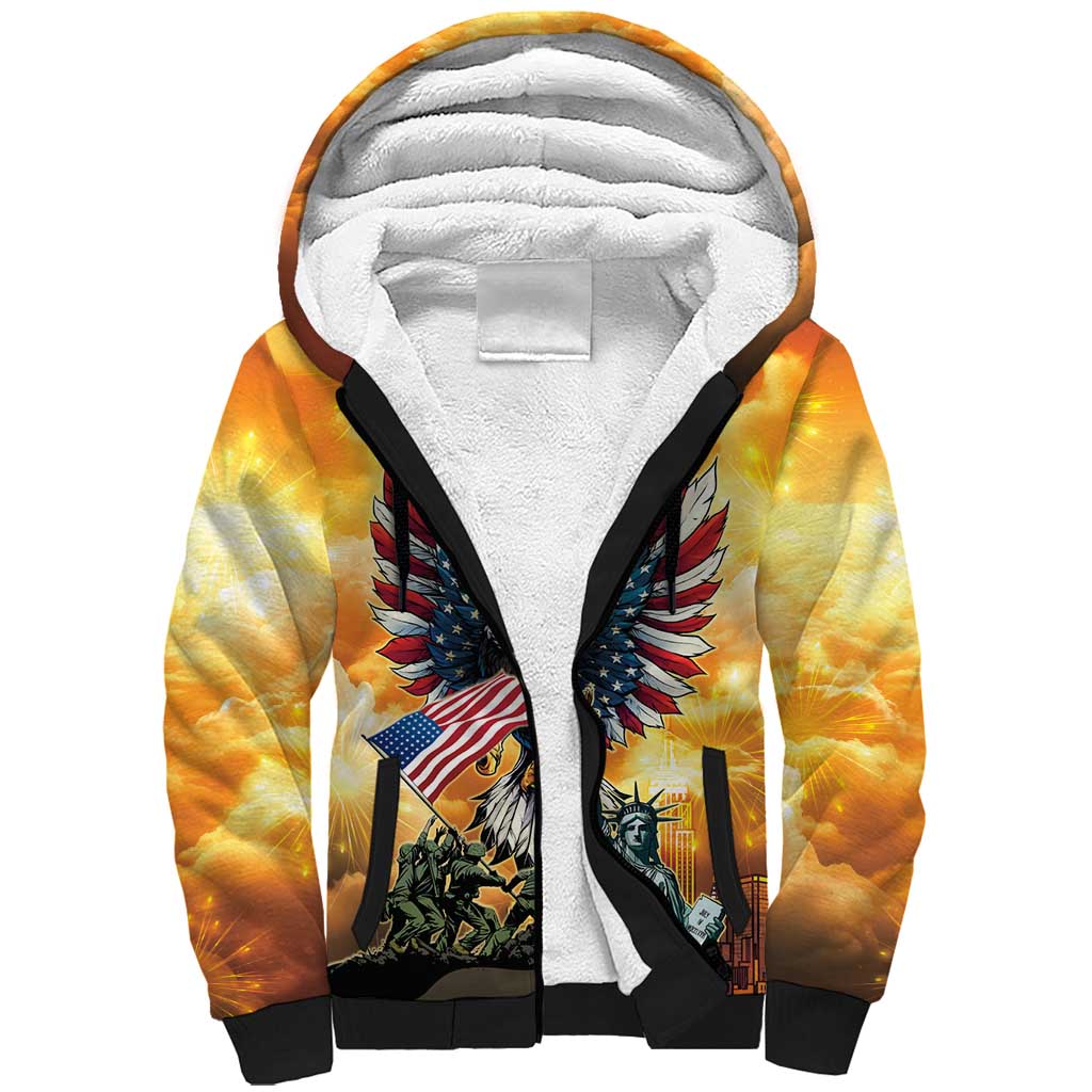 United States Fourth Of July Sherpa Hoodie Happy Independence Day
