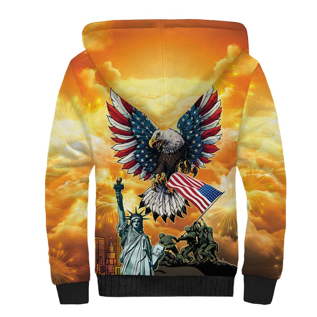 United States Fourth Of July Sherpa Hoodie Happy Independence Day