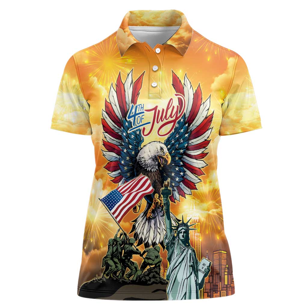United States Fourth Of July Women Polo Shirt Happy Independence Day