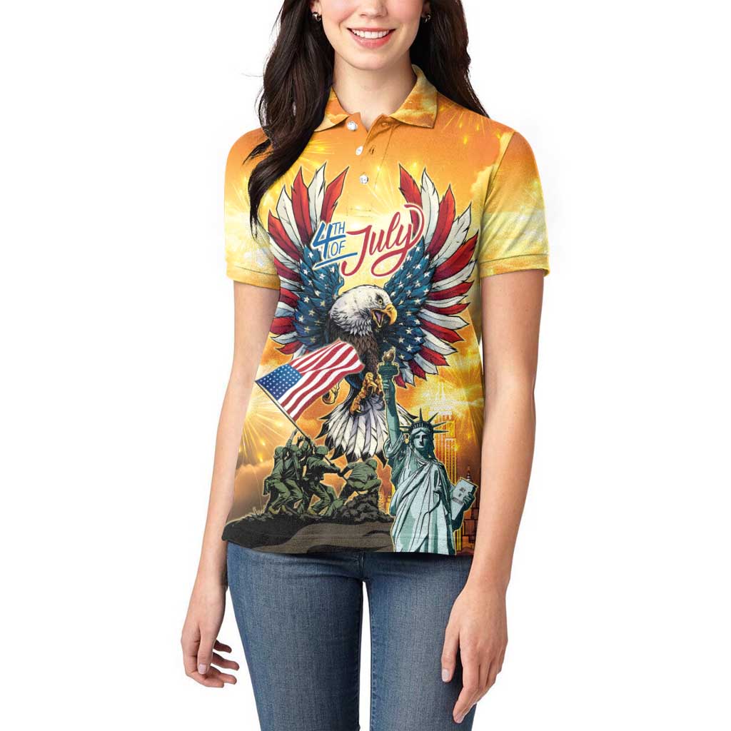 United States Fourth Of July Women Polo Shirt Happy Independence Day
