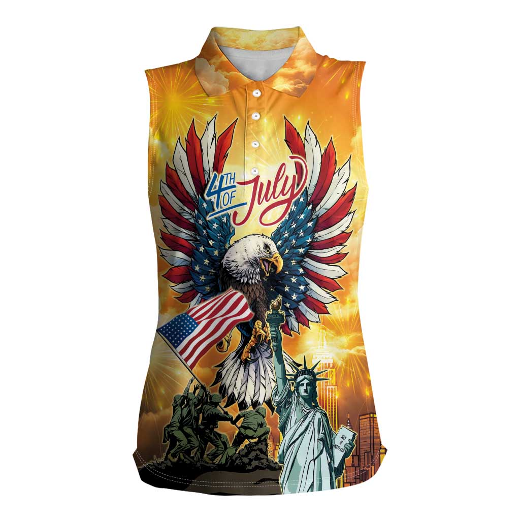 United States Fourth Of July Women Sleeveless Polo Shirt Happy Independence Day