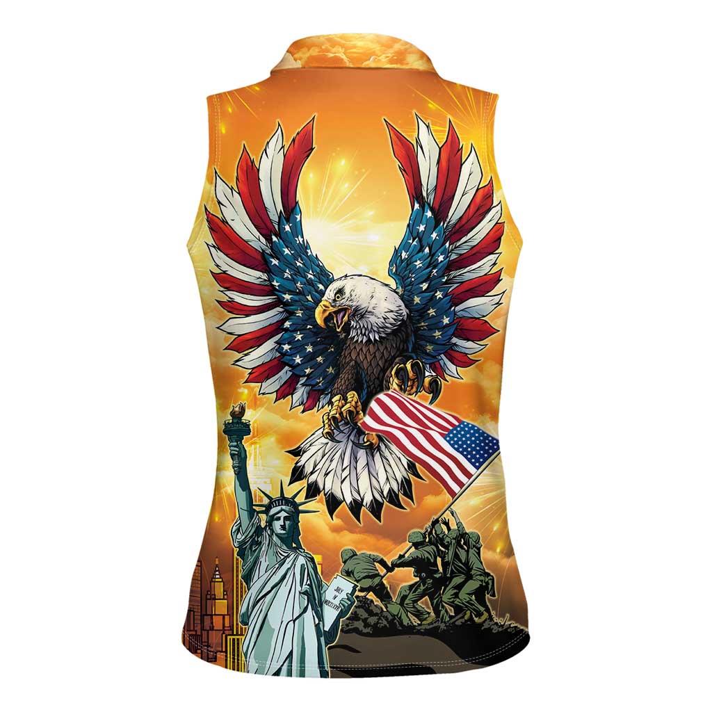 United States Fourth Of July Women Sleeveless Polo Shirt Happy Independence Day