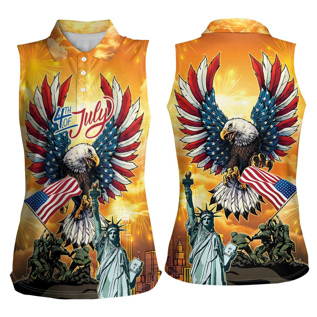 United States Fourth Of July Women Sleeveless Polo Shirt Happy Independence Day