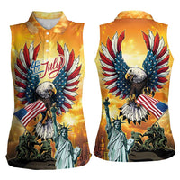 United States Fourth Of July Women Sleeveless Polo Shirt Happy Independence Day