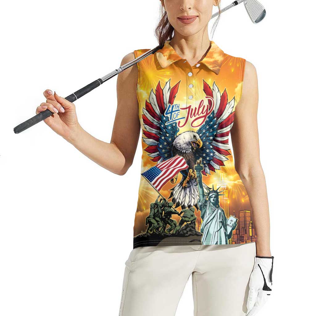 United States Fourth Of July Women Sleeveless Polo Shirt Happy Independence Day