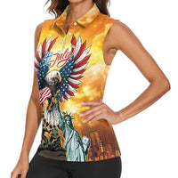 United States Fourth Of July Women Sleeveless Polo Shirt Happy Independence Day