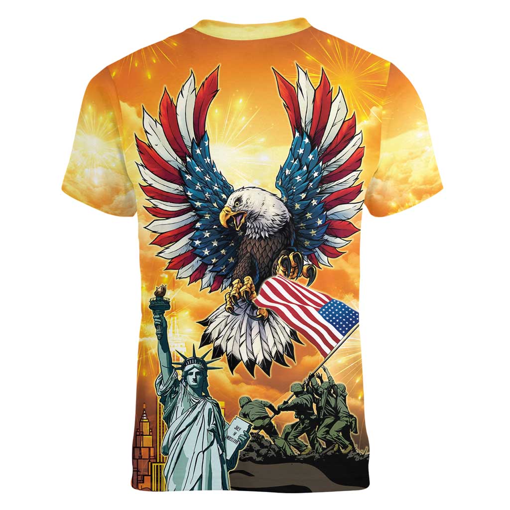 United States Fourth Of July Women V-Neck T-Shirt Happy Independence Day