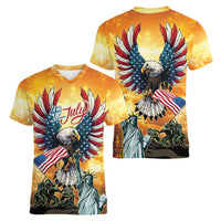 United States Fourth Of July Women V-Neck T-Shirt Happy Independence Day