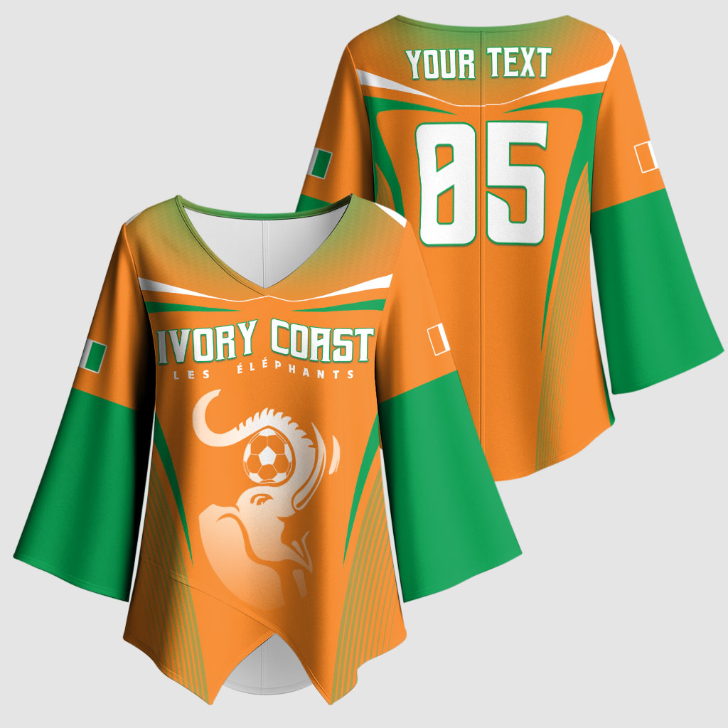 Custom Ivory Coast Football 2026 Kimono Sleeve Blouse Go Les Elephants
