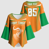 Custom Ivory Coast Football 2026 Kimono Sleeve Blouse Go Les Elephants