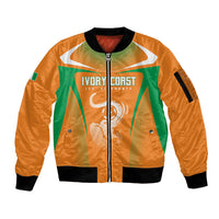 Custom Ivory Coast Football 2026 Sleeve Zip Bomber Jacket Go Les Elephants