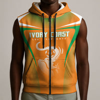 Custom Ivory Coast Football 2026 Sleeveless Zip Hoodie Go Les Elephants