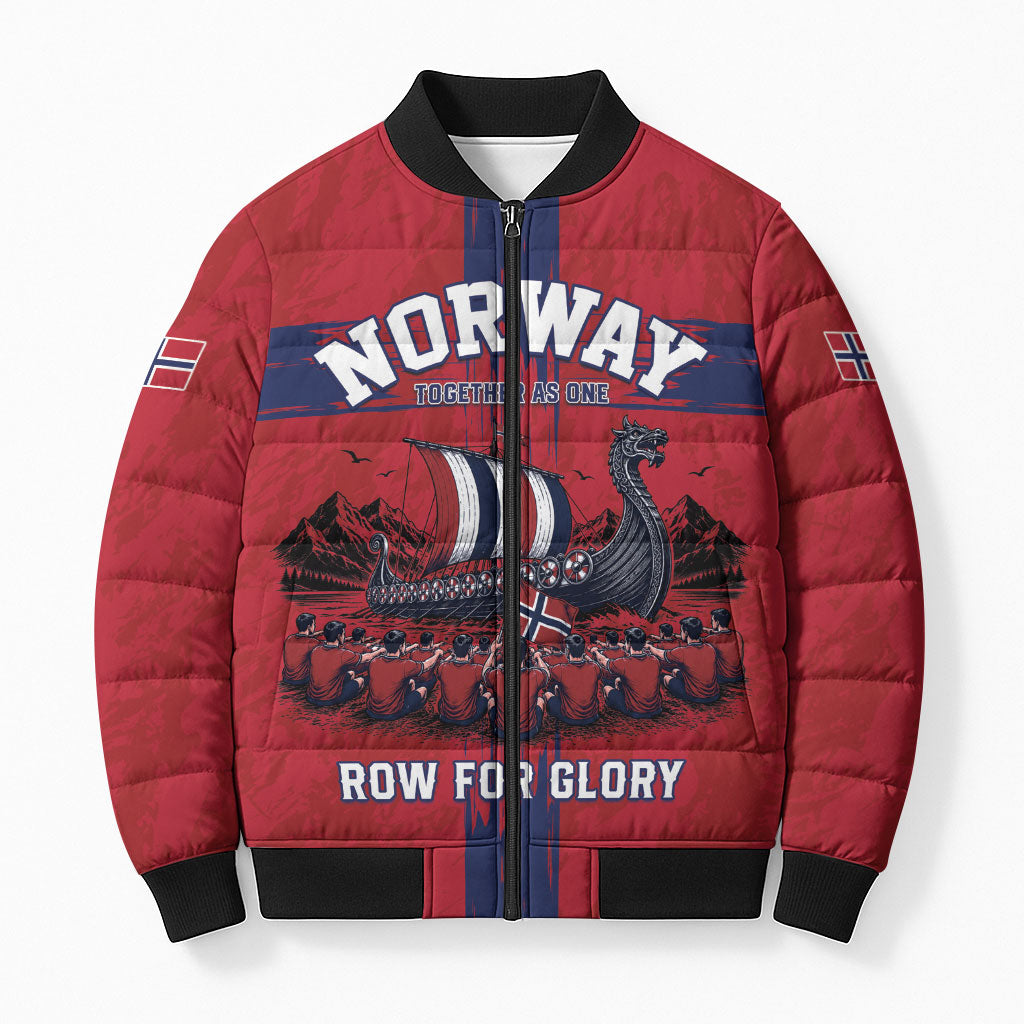 Custom Norge Football 2026 Bomber Puffer Jacket Row For Glory