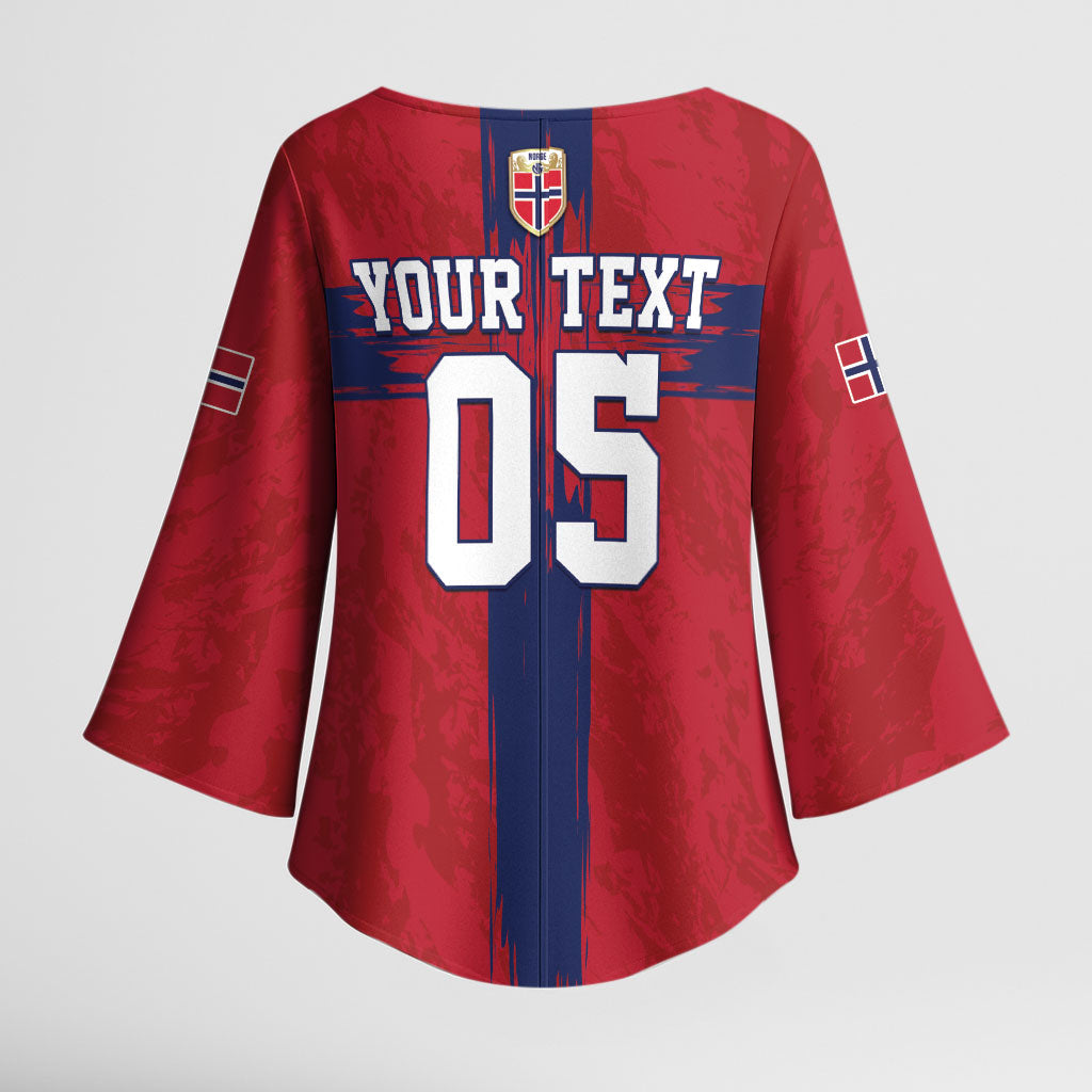 Custom Norge Football 2026 Kimono Sleeve Blouse Row For Glory