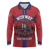 Custom Norge Football 2026 Long Sleeve Polo Shirt Row For Glory