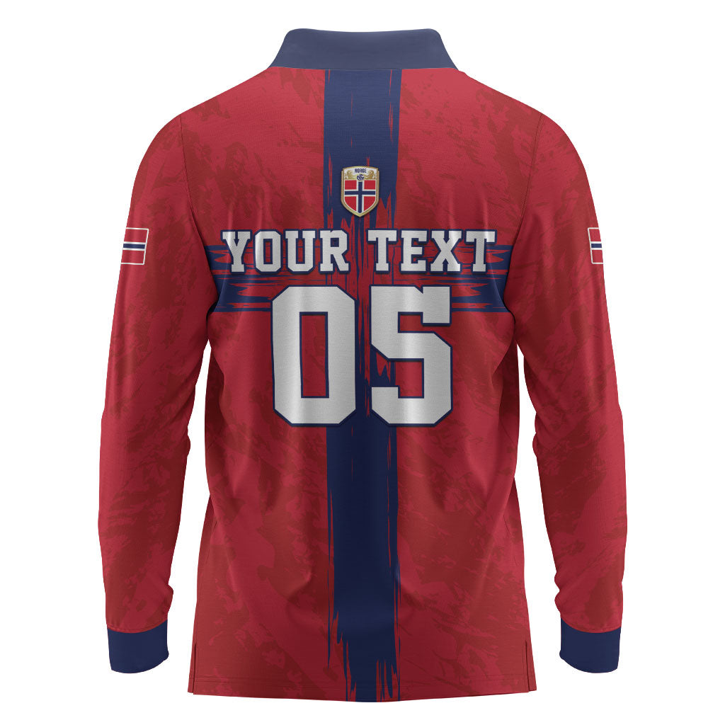 Custom Norge Football 2026 Long Sleeve Polo Shirt Row For Glory