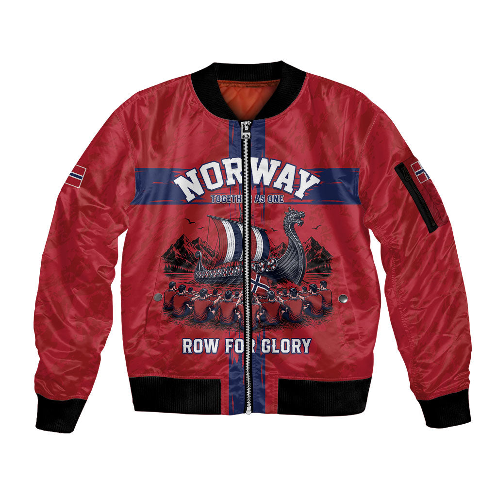 Custom Norge Football 2026 Sleeve Zip Bomber Jacket Row For Glory