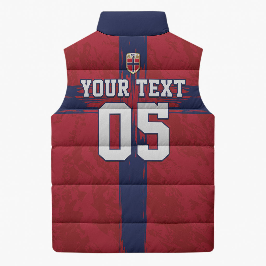 Custom Norge Football 2026 Sleeveless Puffer Jacket Row For Glory