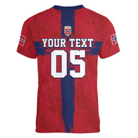 Custom Norge Football 2026 Women V-Neck T-Shirt Row For Glory