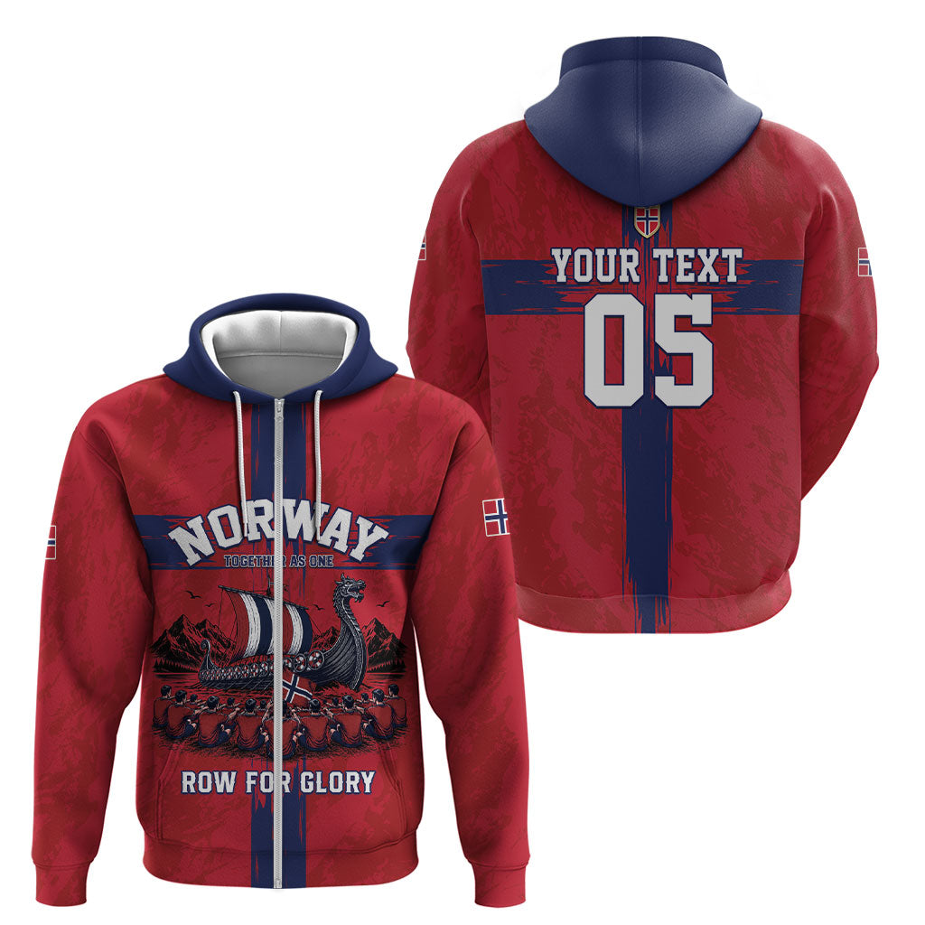 Custom Norge Football 2026 Zip Hoodie Row For Glory