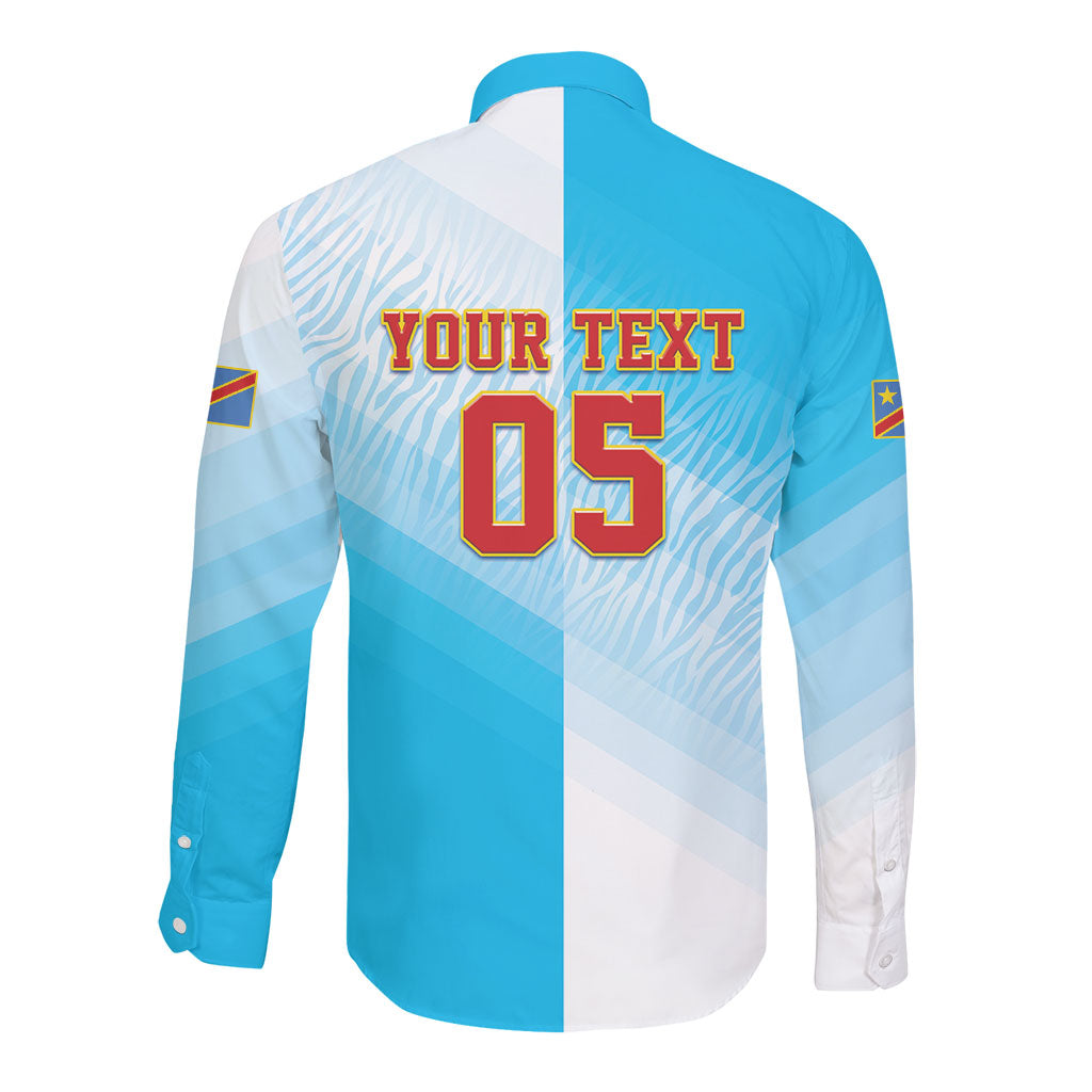 Custom DR Congo Football 2026 Long Sleeve Button Shirt Fimbu Na Fimbu