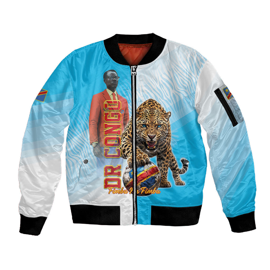 Custom DR Congo Football 2026 Sleeve Zip Bomber Jacket Fimbu Na Fimbu