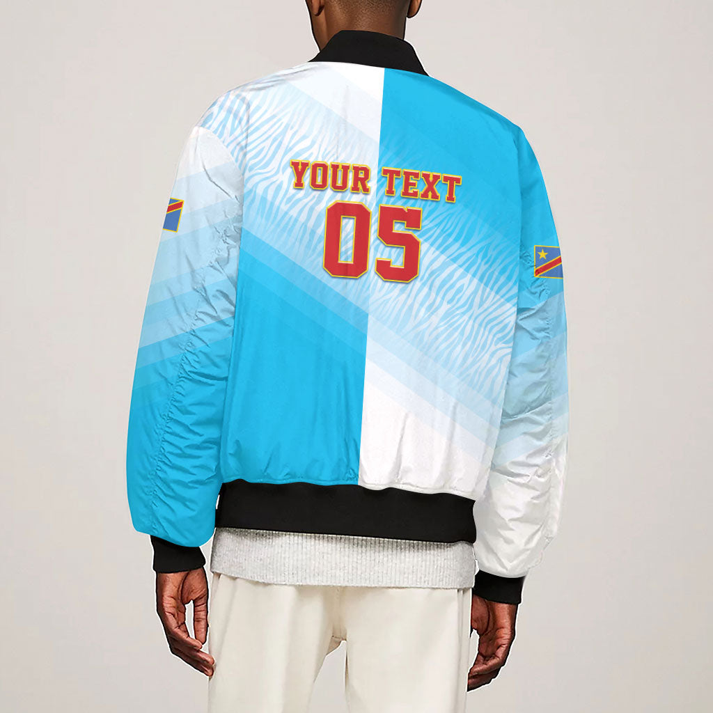 Custom DR Congo Football 2026 Sleeve Zip Bomber Jacket Fimbu Na Fimbu