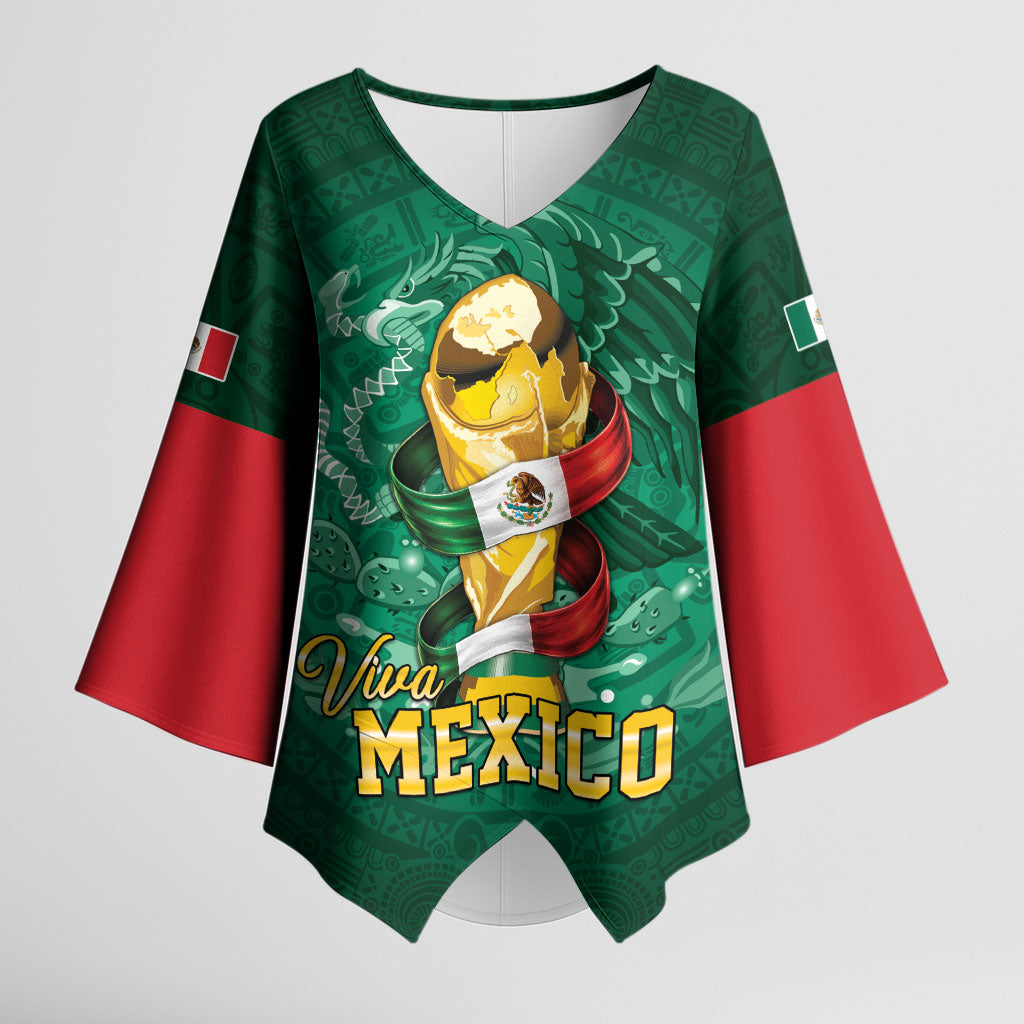 Custom Mexican Soccer 2026 Kimono Sleeve Blouse Viva Mexico