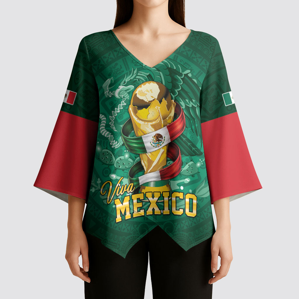 Custom Mexican Soccer 2026 Kimono Sleeve Blouse Viva Mexico