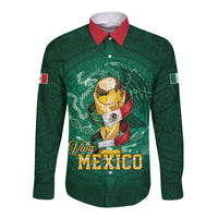 Custom Mexican Soccer 2026 Long Sleeve Button Shirt Viva Mexico
