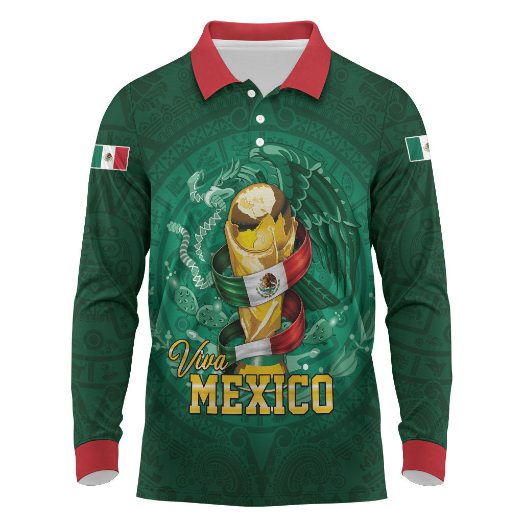 Custom Mexican Soccer 2026 Long Sleeve Polo Shirt Viva Mexico
