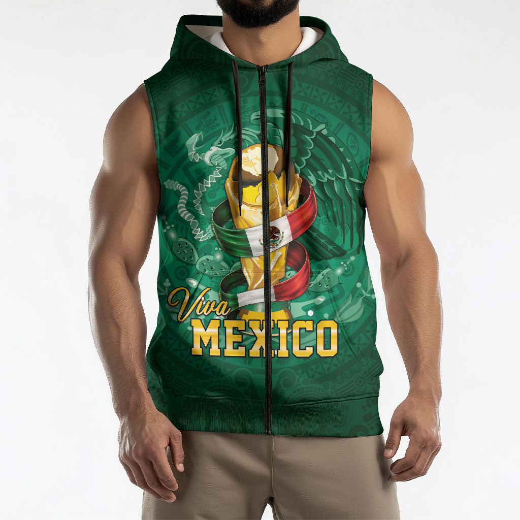 Custom Mexican Soccer 2026 Sleeveless Zip Hoodie Viva Mexico