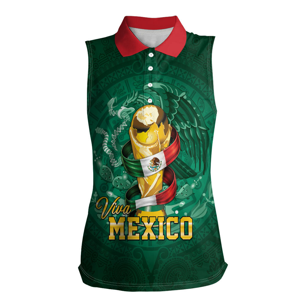 Custom Mexican Soccer 2026 Women Sleeveless Polo Shirt Viva Mexico