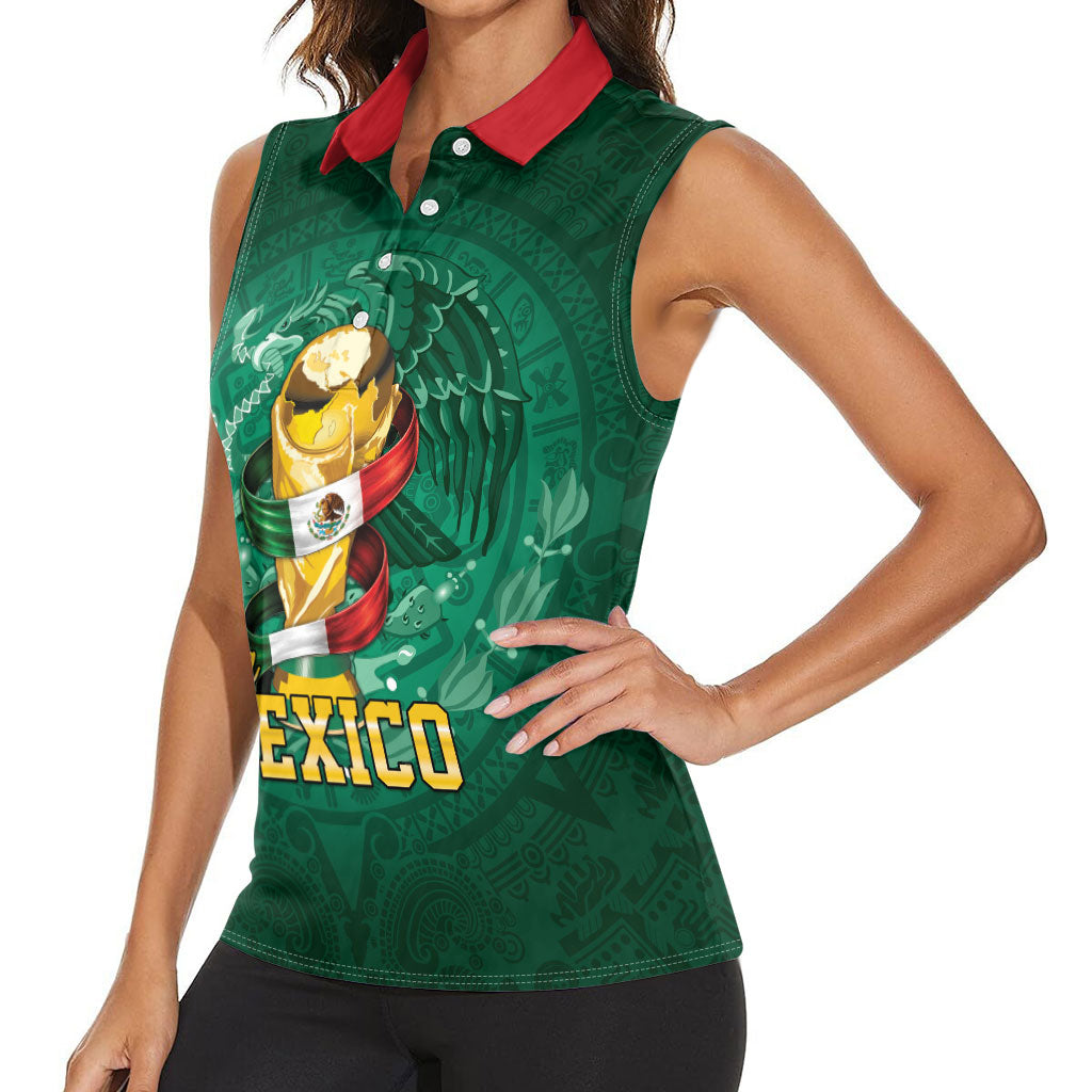 Custom Mexican Soccer 2026 Women Sleeveless Polo Shirt Viva Mexico