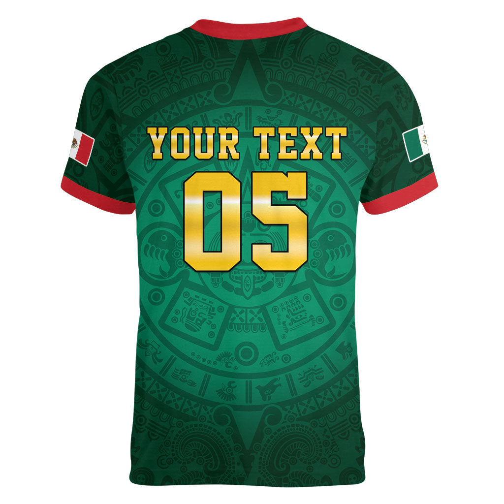 Custom Mexican Soccer 2026 Women V-Neck T-Shirt Viva Mexico