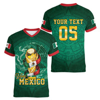 Custom Mexican Soccer 2026 Women V-Neck T-Shirt Viva Mexico