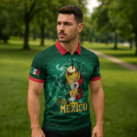 Custom Mexican Soccer 2026 Zipper Polo Shirt Viva Mexico