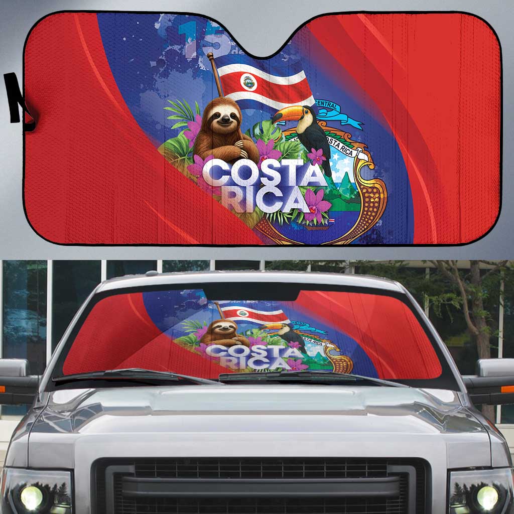 Costa Rica Independence Day Auto Sun Shade 204 Years Of Freedom - Wonder Print Shop