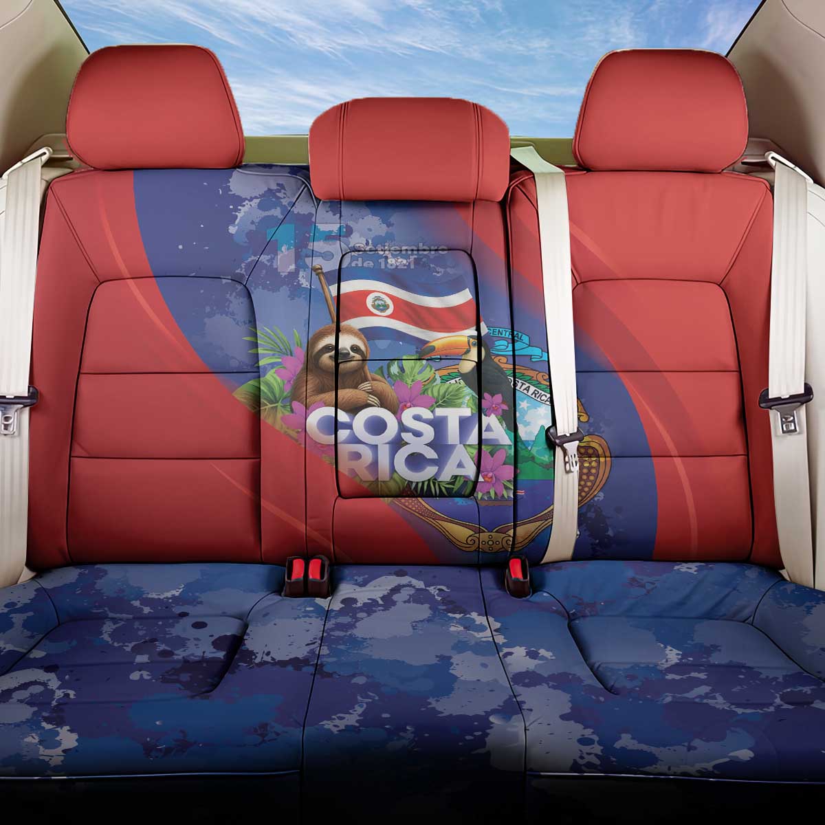 Costa Rica Independence Day Back Car Seat Cover 204 Years Of Freedom - Wonder Print Shop