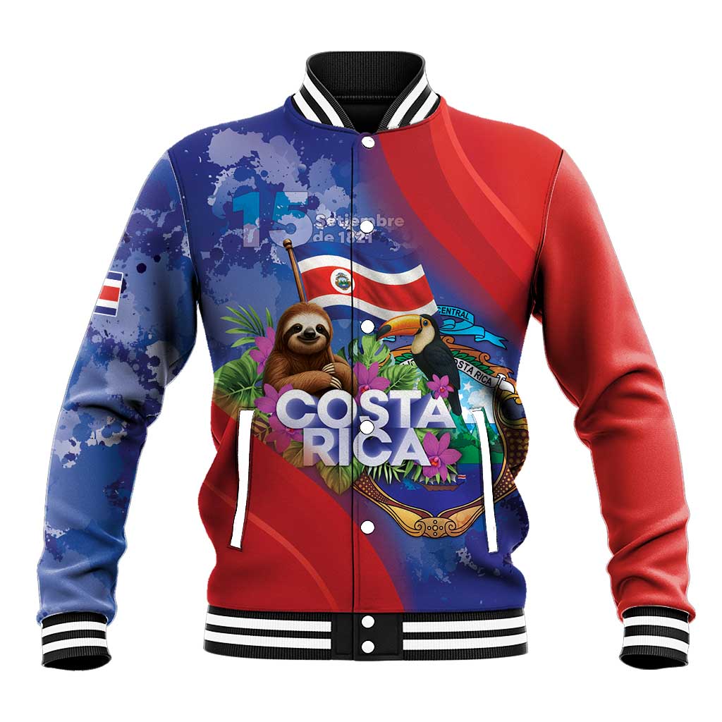 Costa Rica Independence Day Baseball Jacket 204 Years Of Freedom - Wonder Print Shop