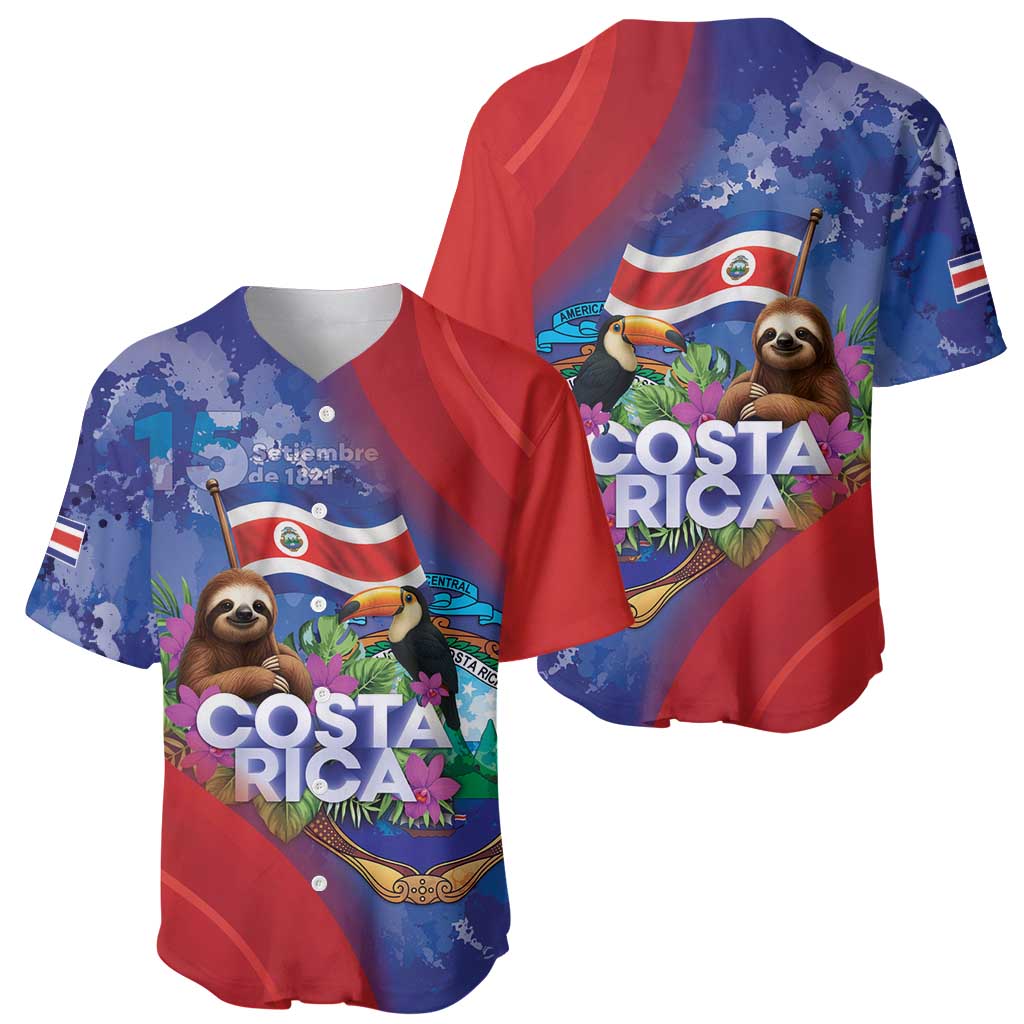 Costa Rica Independence Day Baseball Jersey 204 Years Of Freedom - Wonder Print Shop