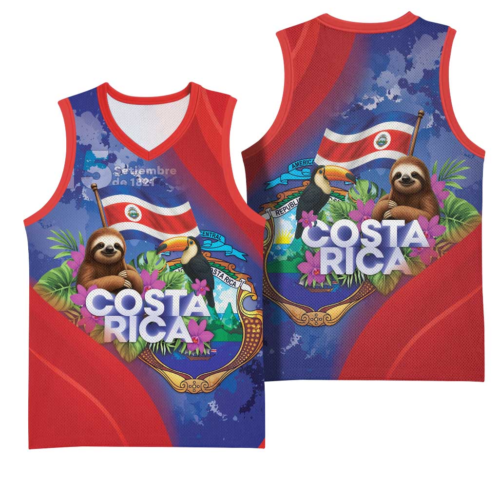 Costa Rica Independence Day Basketball Jersey 204 Years Of Freedom - Wonder Print Shop
