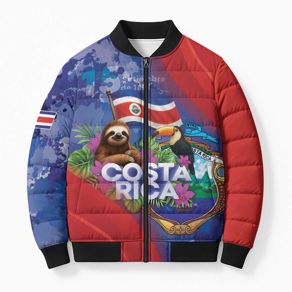 Costa Rica Independence Day Bomber Puffer Jacket 204 Years Of Freedom - Wonder Print Shop