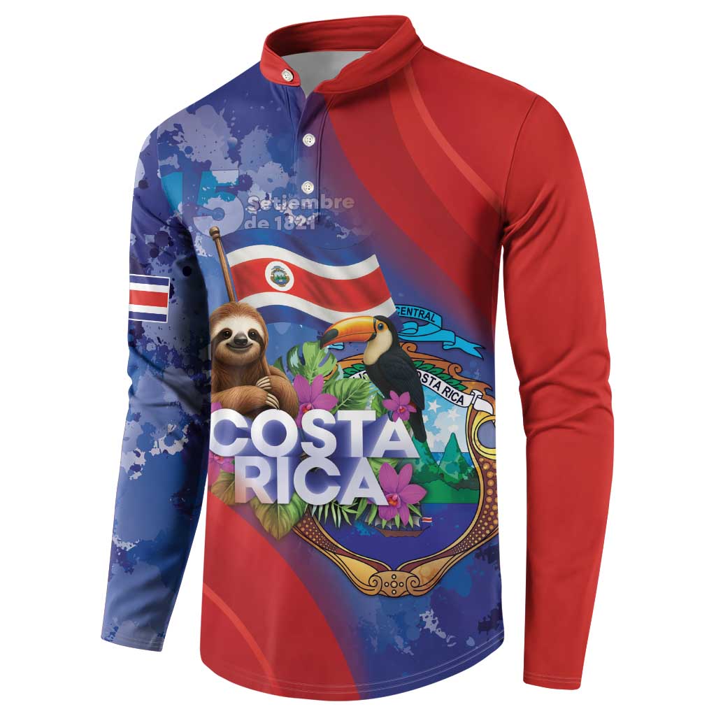 Costa Rica Independence Day Button Sweatshirt 204 Years Of Freedom - Wonder Print Shop