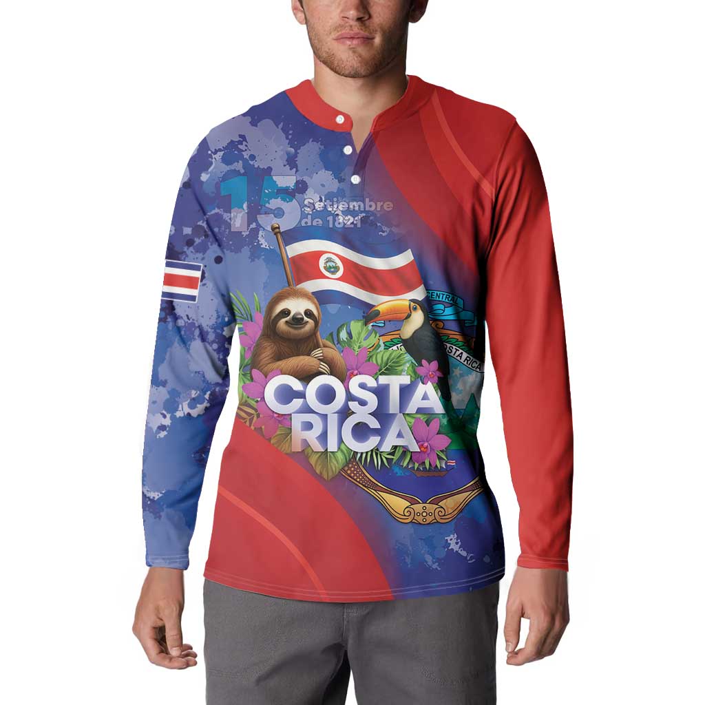 Costa Rica Independence Day Button Sweatshirt 204 Years Of Freedom - Wonder Print Shop